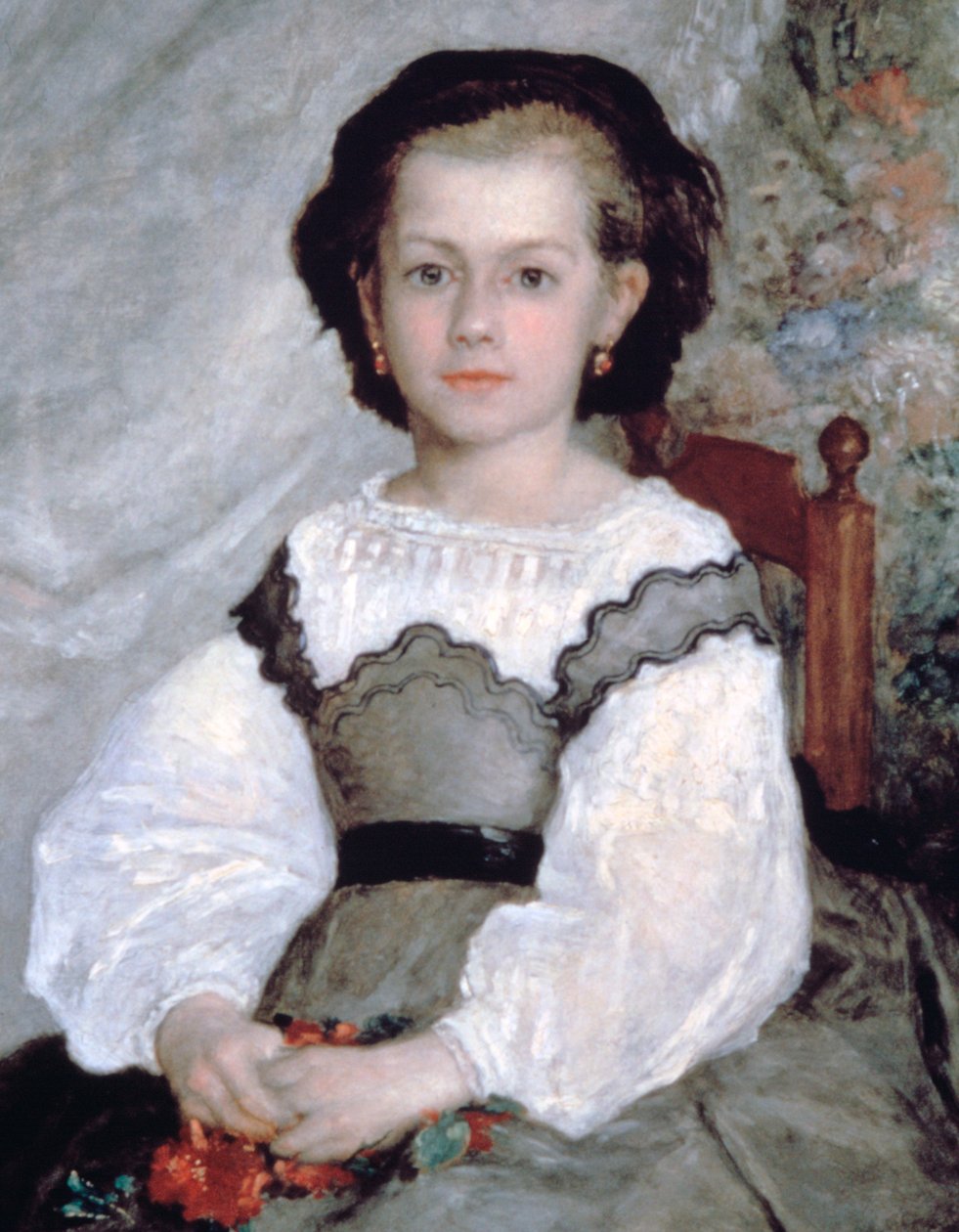 Mademoiselle Romaine Lacaux, detalhe, 1864 de Pierre Auguste Renoir