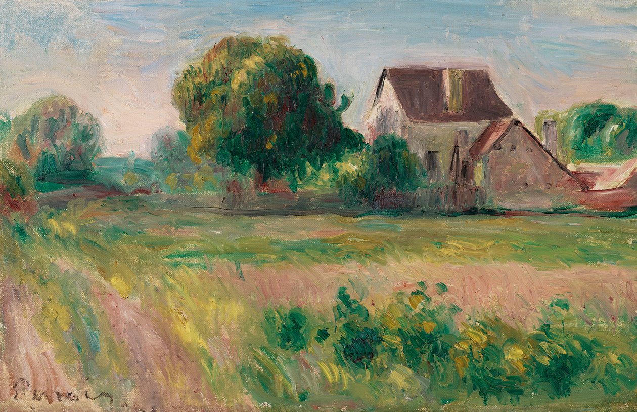 Casas em Essoyes, c. 1890. de Pierre Auguste Renoir
