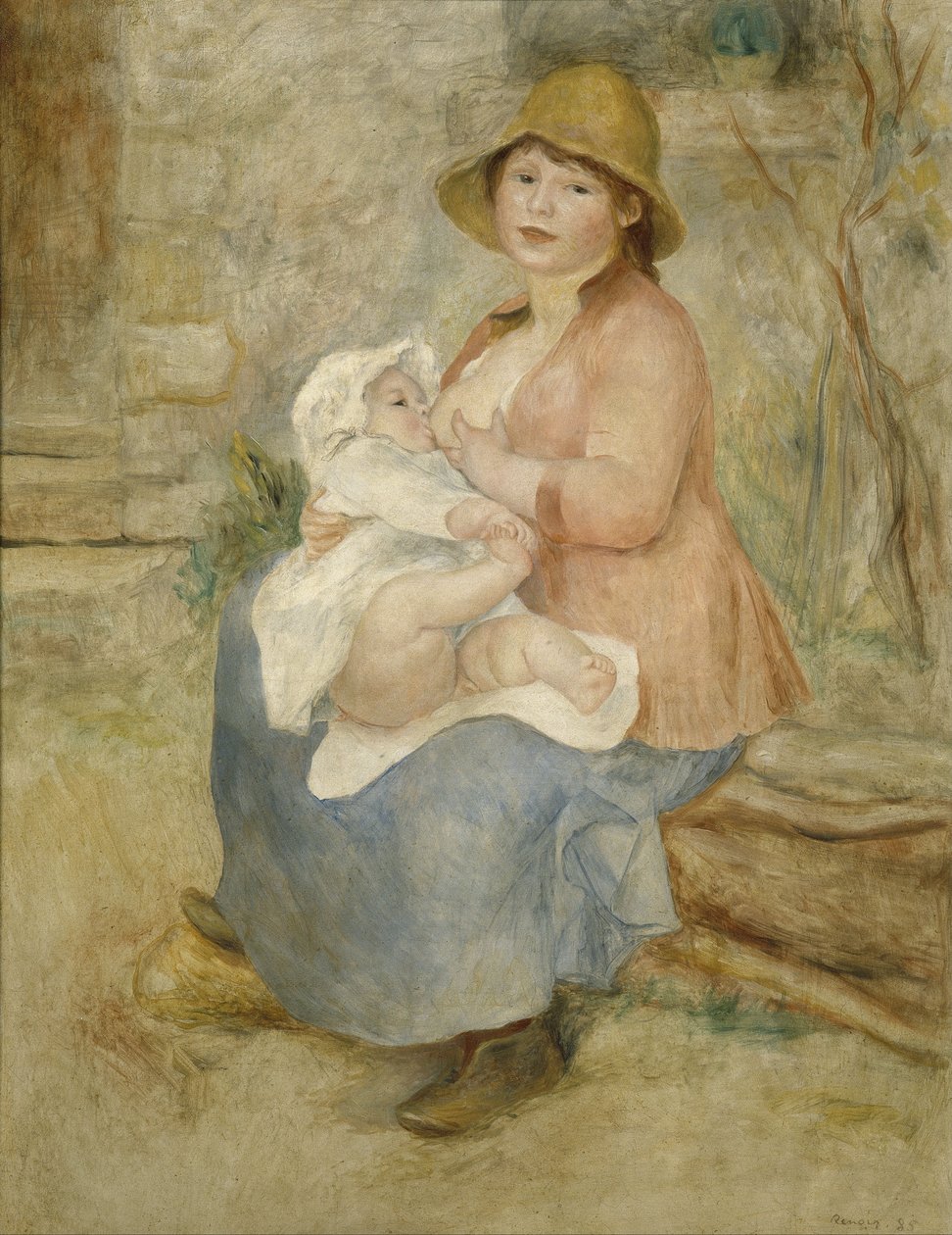 Maternidade, também conhecida como a Criança ao peito de Pierre Auguste Renoir