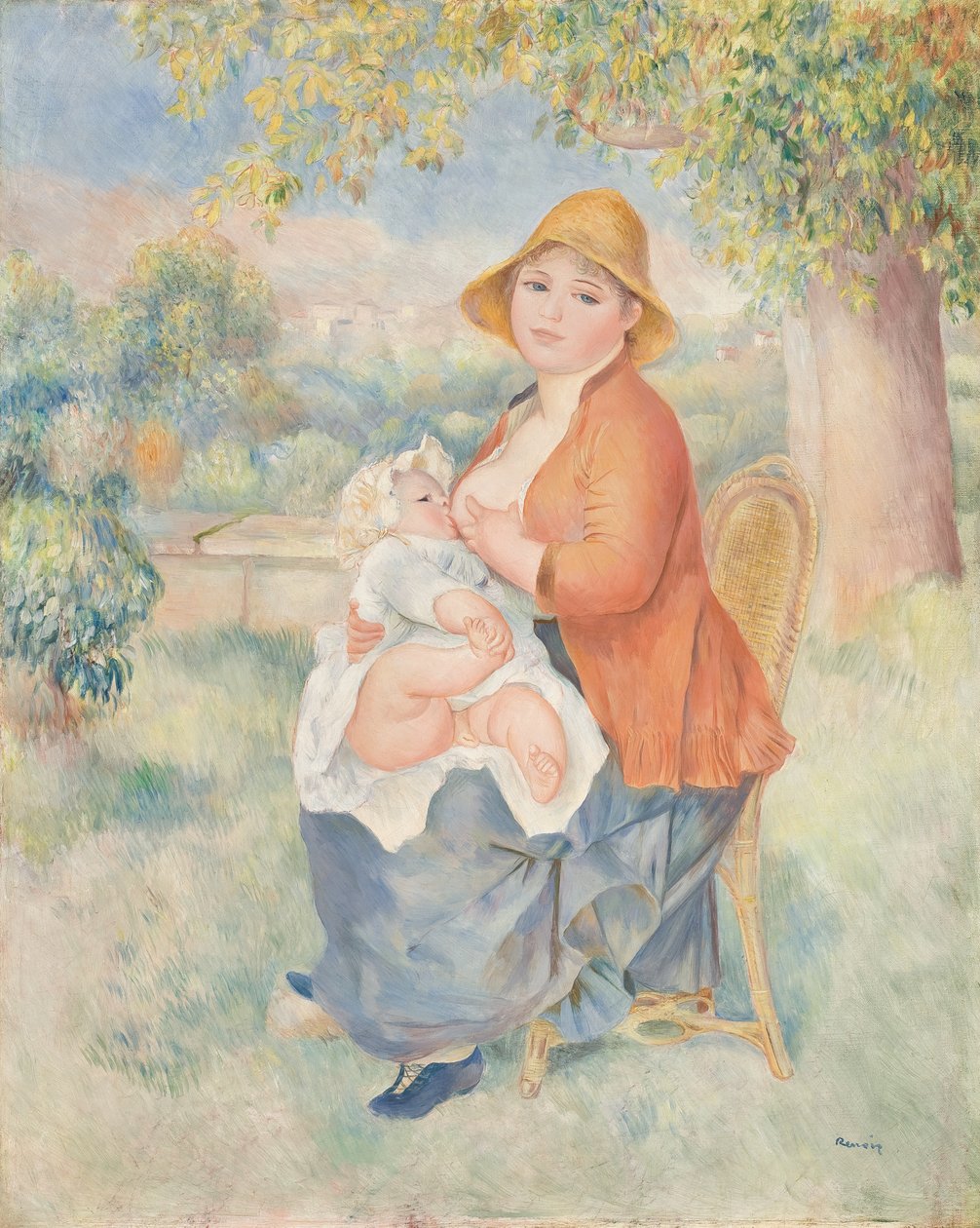 Maternidade ou Mulher a amamentar o seu filho (Madame Renoir e o seu filho) de Pierre Auguste Renoir