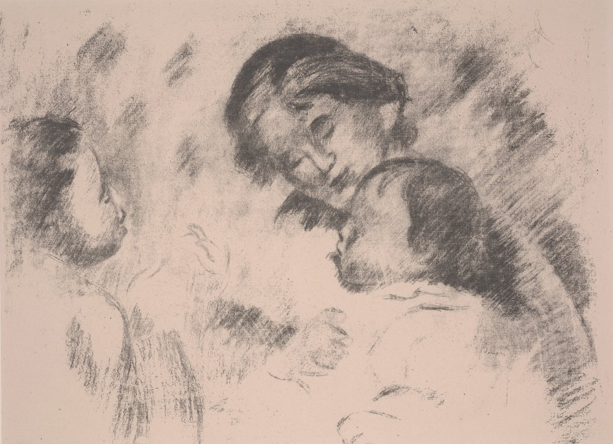 Maternidade: Gabrielle, Jean e uma menina de Pierre Auguste Renoir