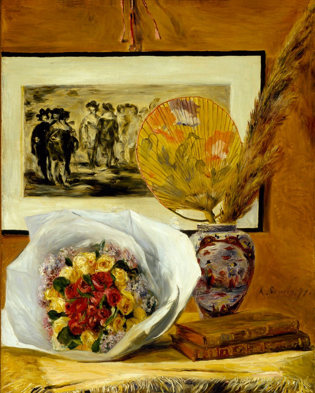 "Nature morte au bouquet" (Natureza morta ao bouquet) Peinture de Pierre Auguste Renoir (1841-1919) 1871 Dim 73x58 cm Óleo sobre tela 1871 Museum of Fine Arts, Houston de Pierre Auguste Renoir