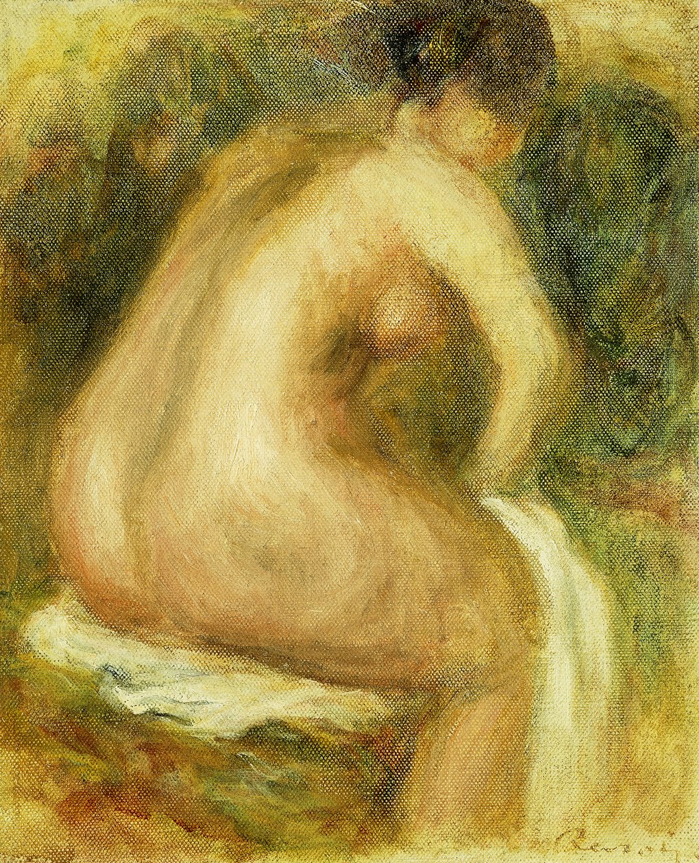 Mulher nua tomando banho; Mulher nua sentada, 1910 de Pierre Auguste Renoir