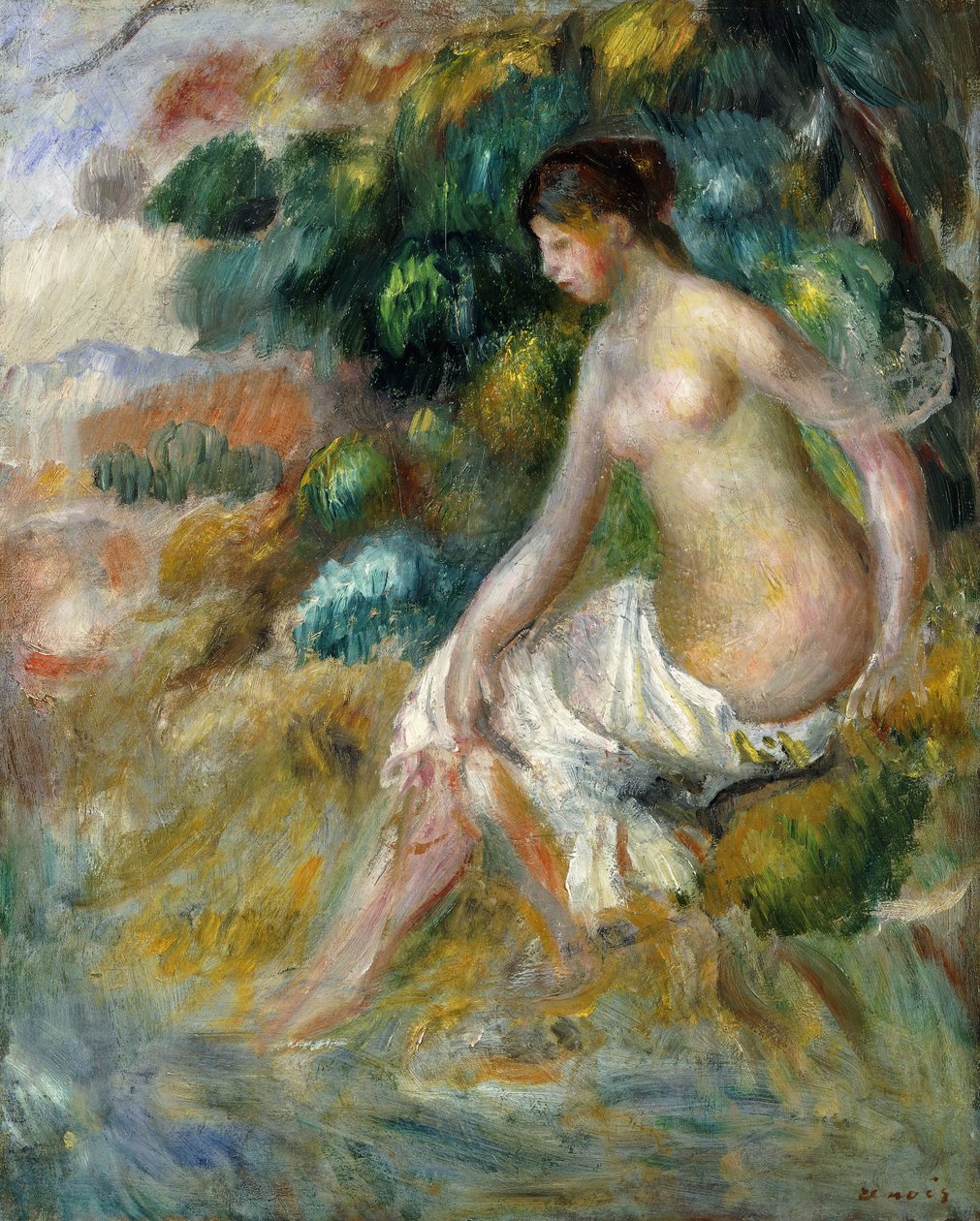Nu em uma floresta; Nu no Verde, 1887 de Pierre Auguste Renoir