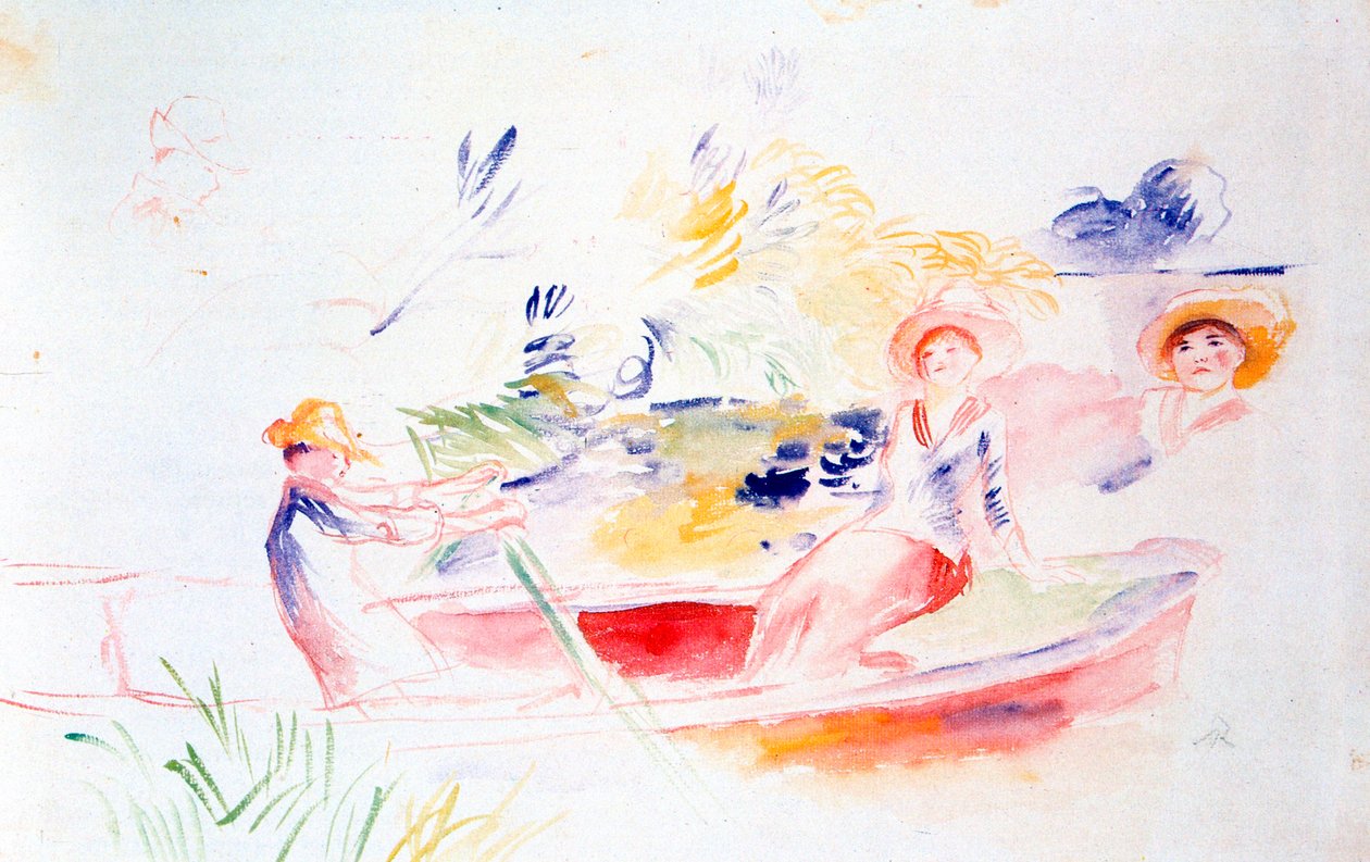 Na margem do rio, século 20 de Pierre Auguste Renoir