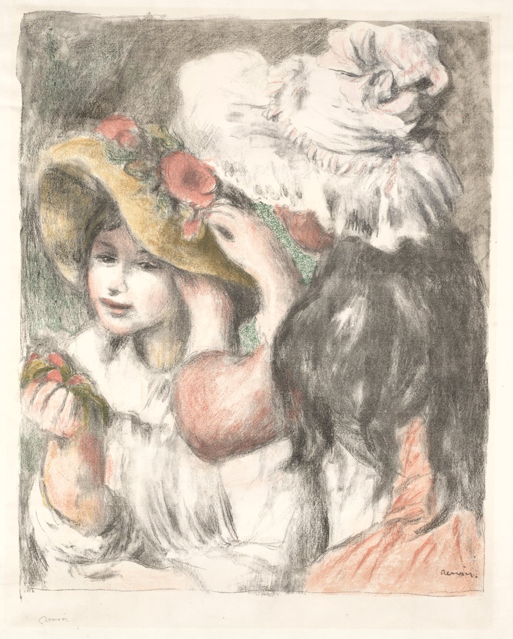 Prendendo o chapéu, c. 1898 de Pierre Auguste Renoir