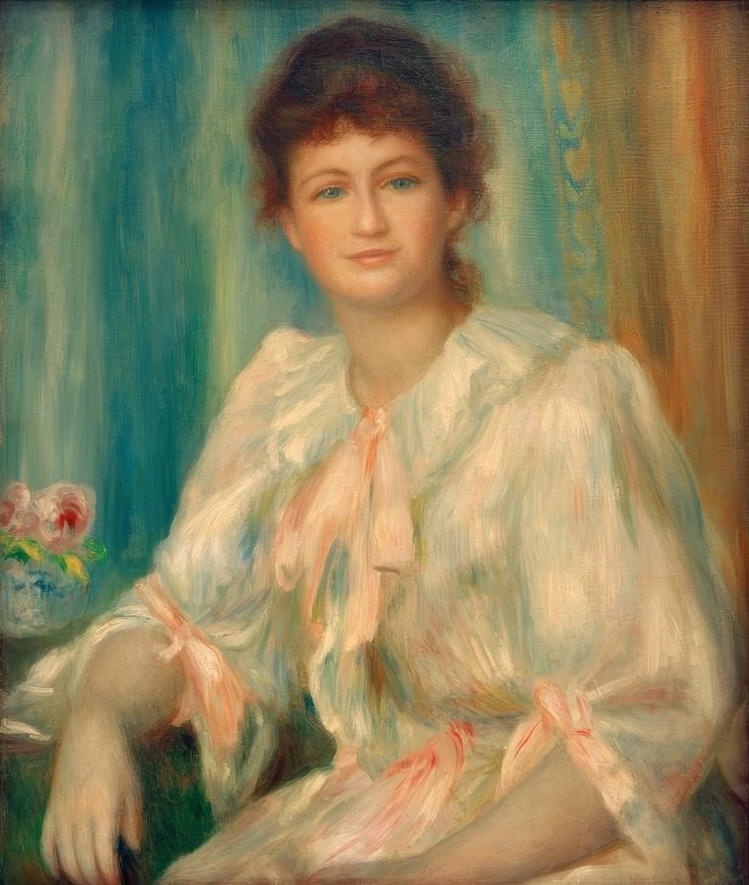 Retrato de uma jovem mulher de branco de Pierre Auguste Renoir