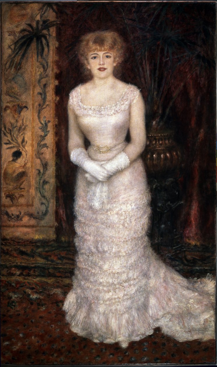 Retrato da atriz Jeanne Samary (Comedie Française). Pintura de Pierre Auguste Renoir (Pierre-Auguste Renoir de Pierre Auguste Renoir