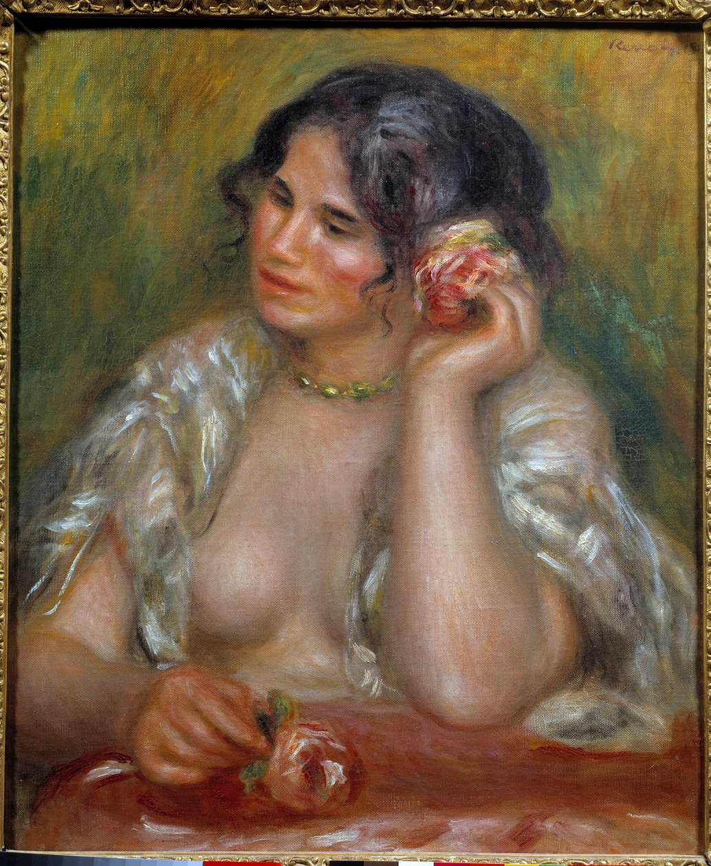 Retrato de Gabrielle a la rose (1878 - 1959). Pintura de Pierre Auguste Renoir (1841-1919) de Pierre Auguste Renoir