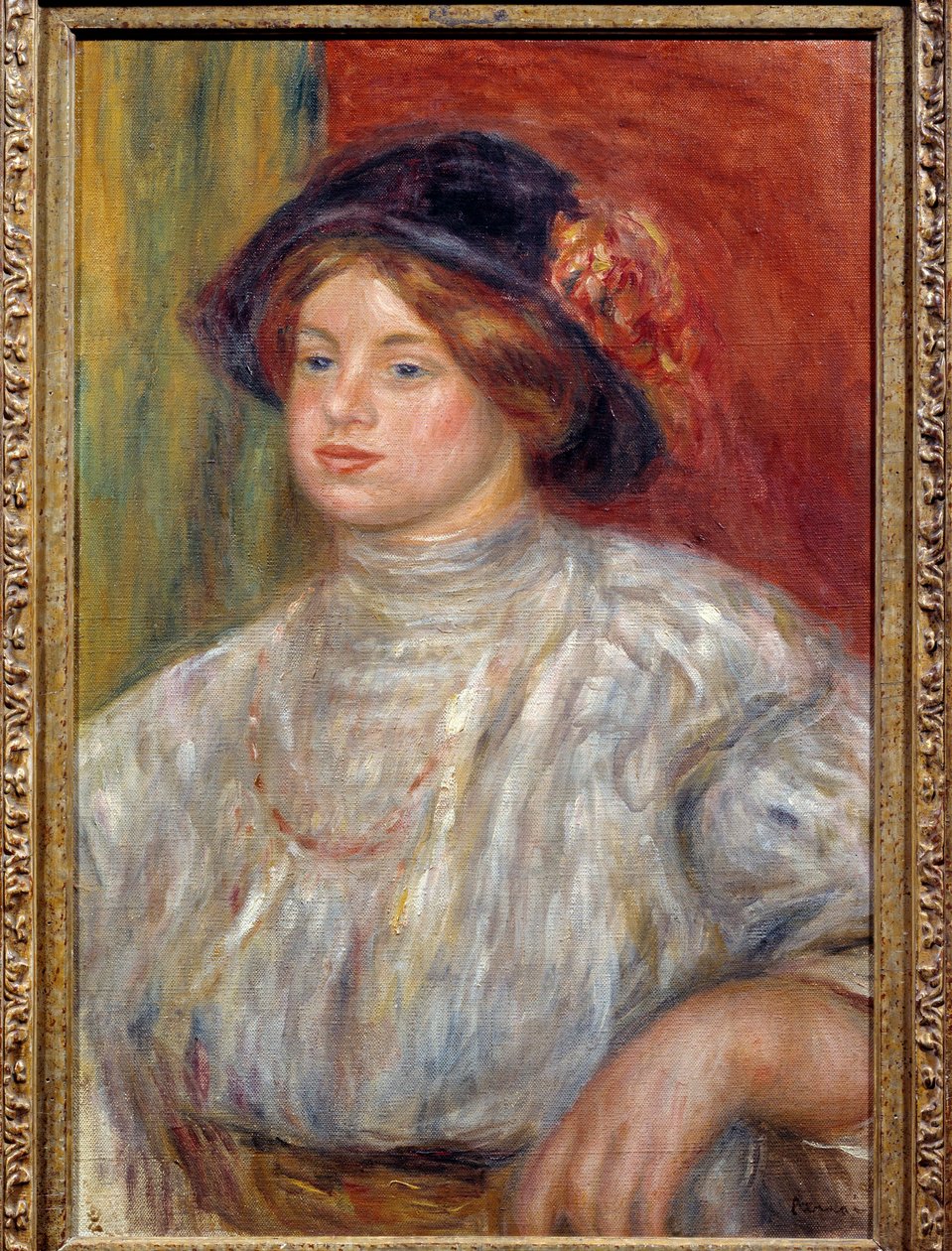 Retrato de Gabrielle au chapeau" Gabrielle Renard (1879-1959) foi a enfermeira de Jean Renoir (1894-1979), filho da pintora. Pintura de Pierre Auguste Renoir (1841-1919) de Pierre Auguste Renoir