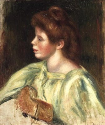 Retrato de uma mulher a tocar guitarra de Pierre Auguste Renoir