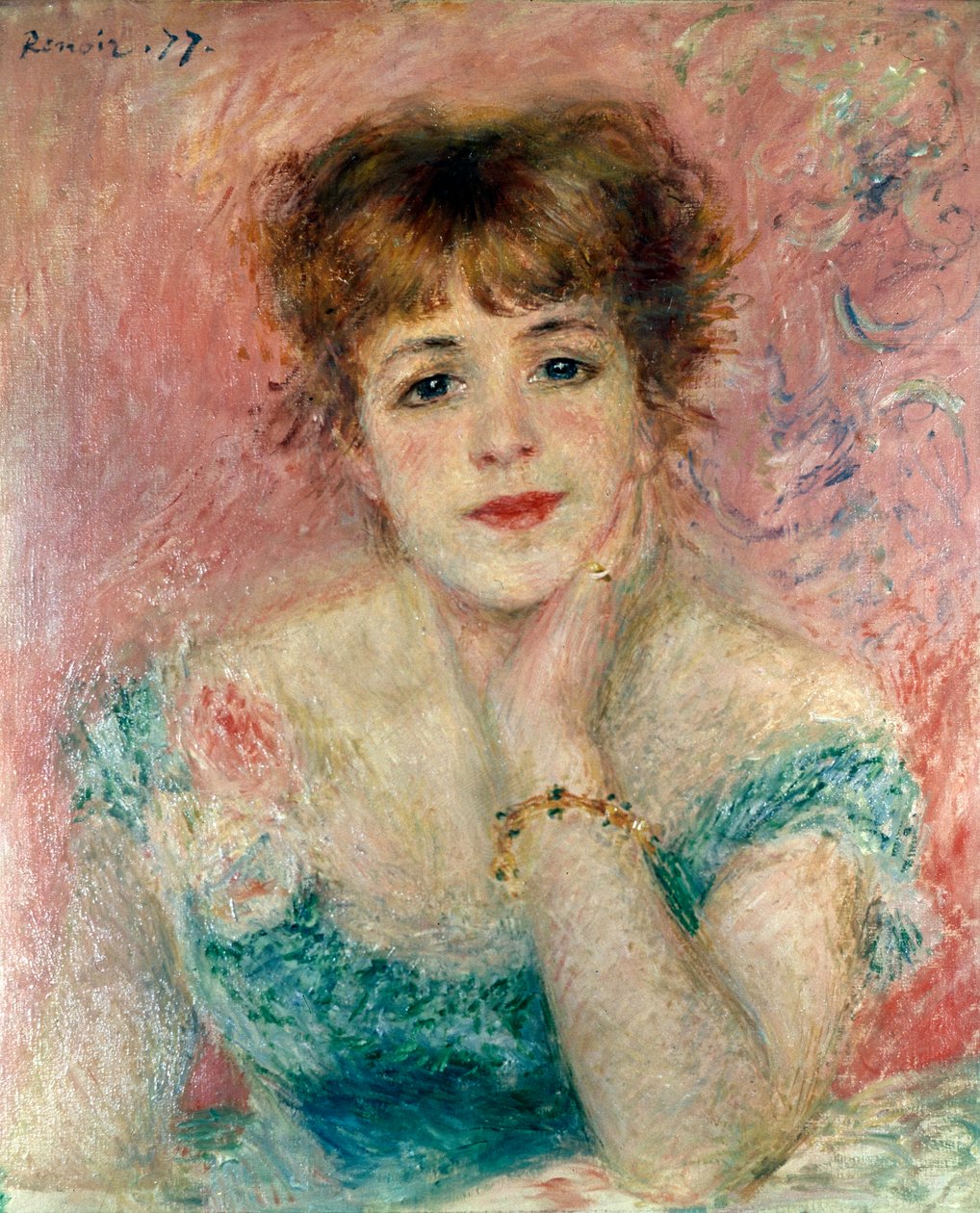 Retrato da atriz Jeanne Samary, 1877. de Pierre Auguste Renoir