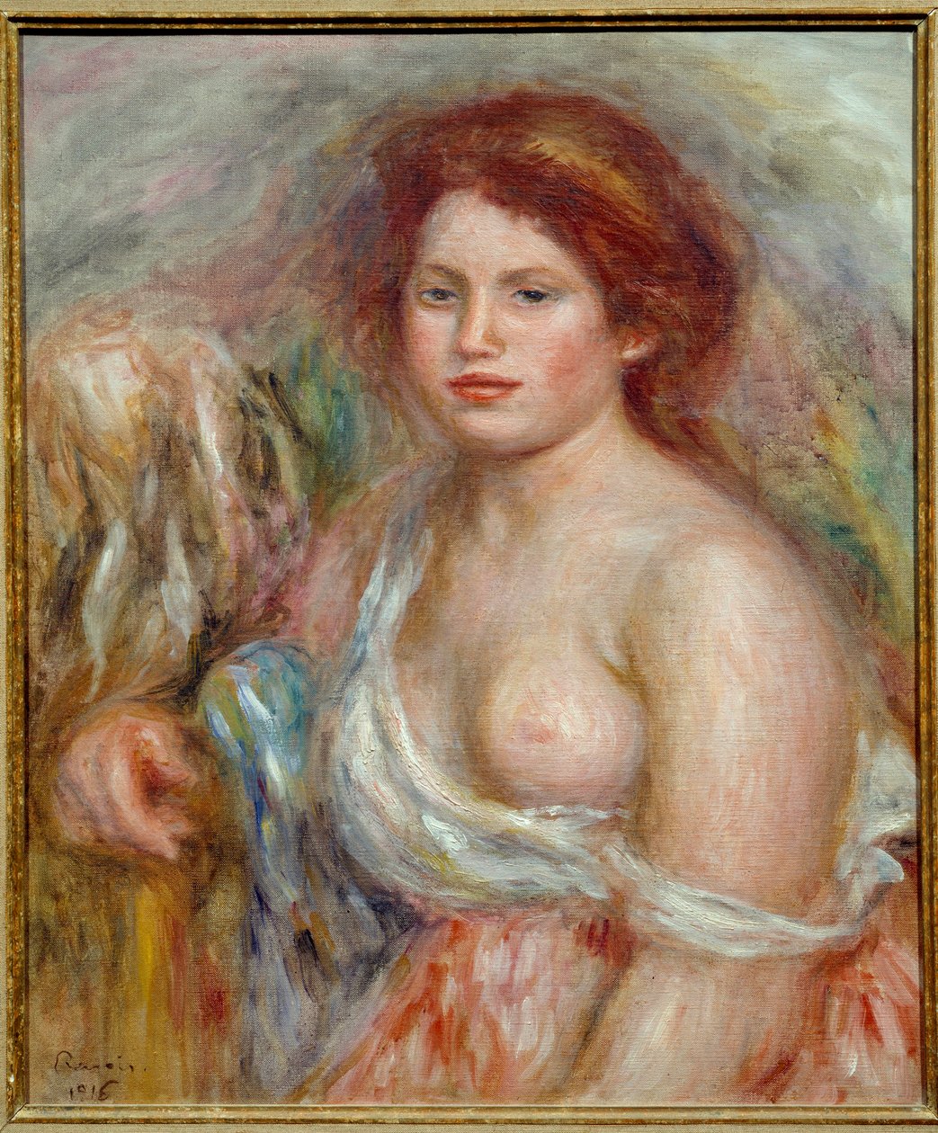 Retrato do modelo no busto Pintura de Pierre Auguste Renoir de Pierre Auguste Renoir