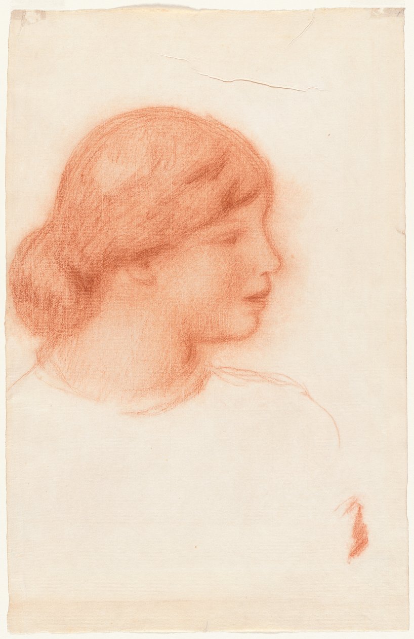 Perfil de uma jovem mulher, c.1910 (giz vermelho) de Pierre Auguste Renoir