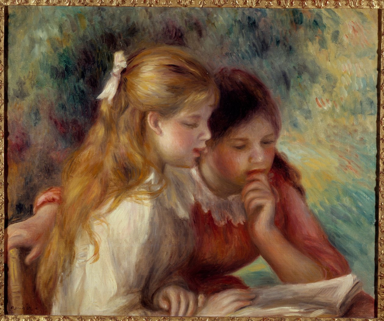 Leitura de Pintura de Pierre Auguste Renoir (1841-1919) Sol do século XIX. 0,55x0,65 m Paris, musee d