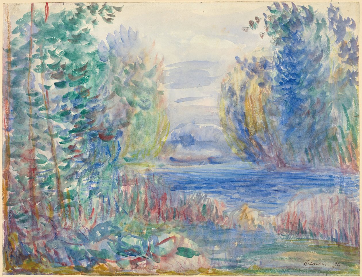 Paisagem do rio, 1890 de Pierre Auguste Renoir