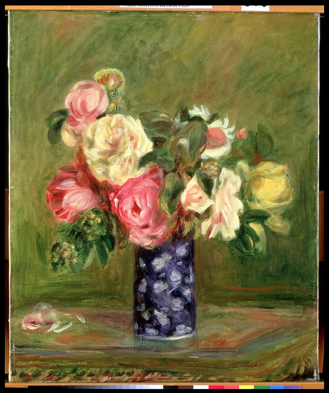 Rosas em um vaso azul de Pierre Auguste Renoir