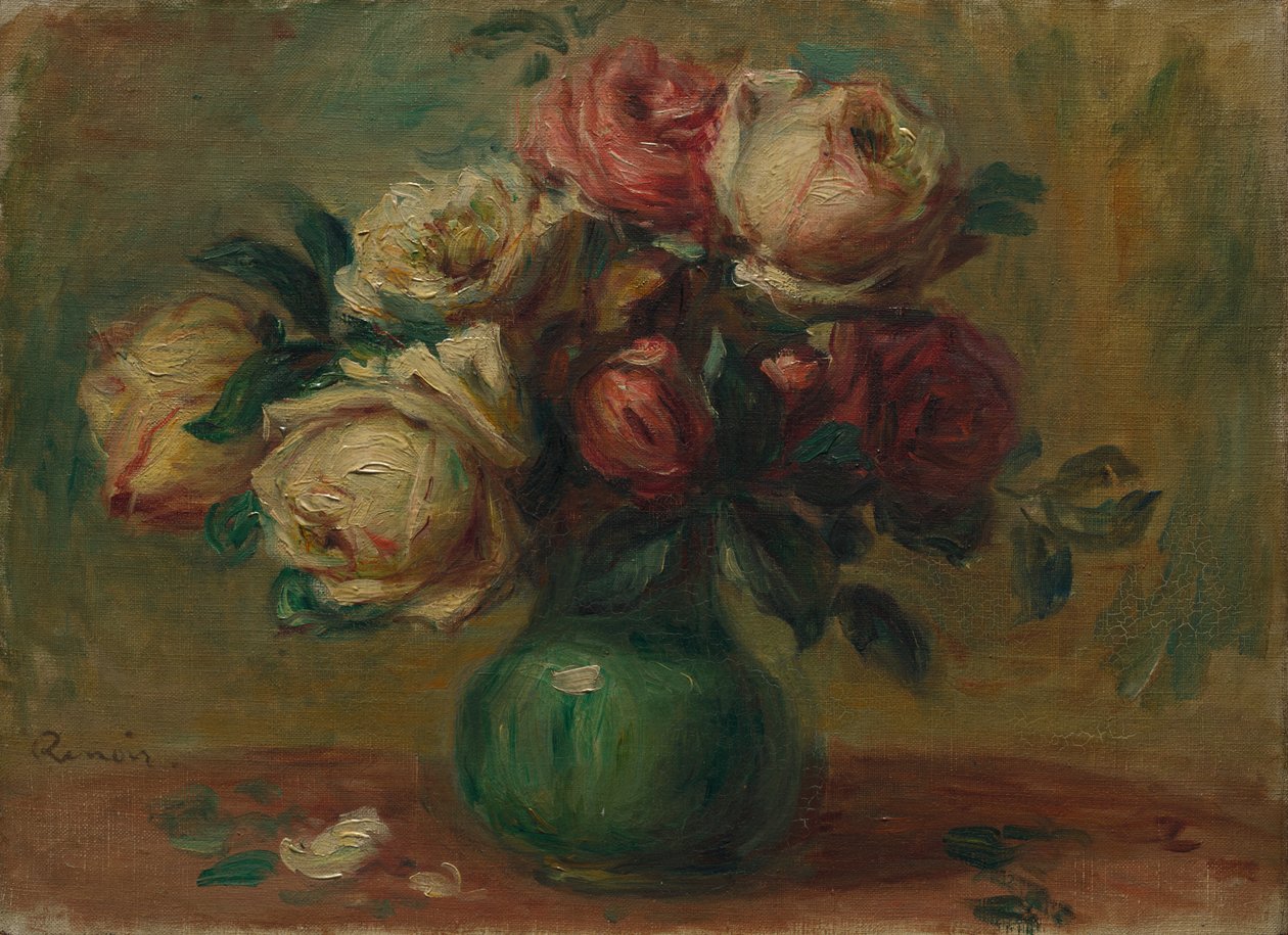 Rosas em um vaso, c. 1890 de Pierre Auguste Renoir
