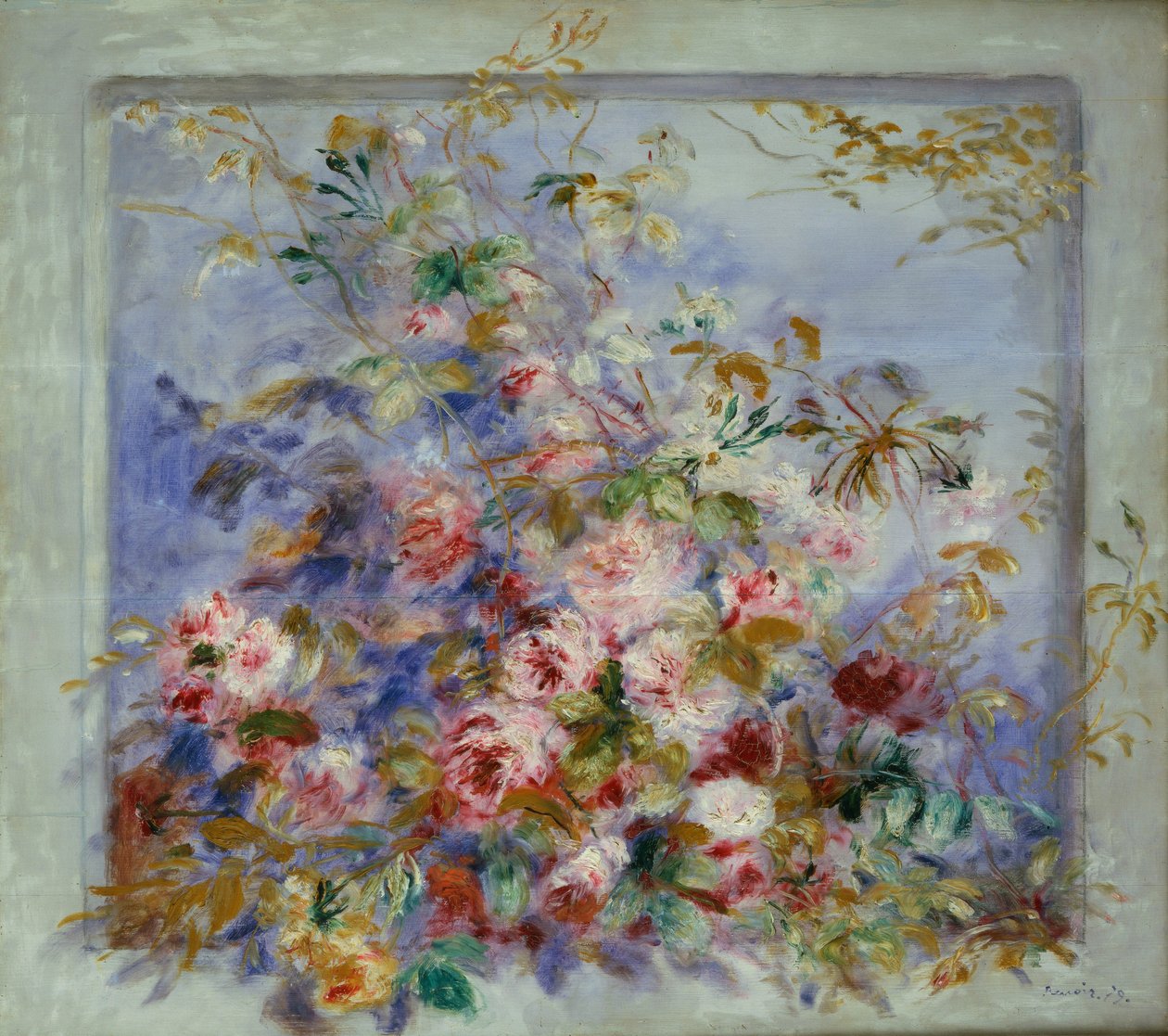 Rosas em uma janela, 1879 de Pierre Auguste Renoir