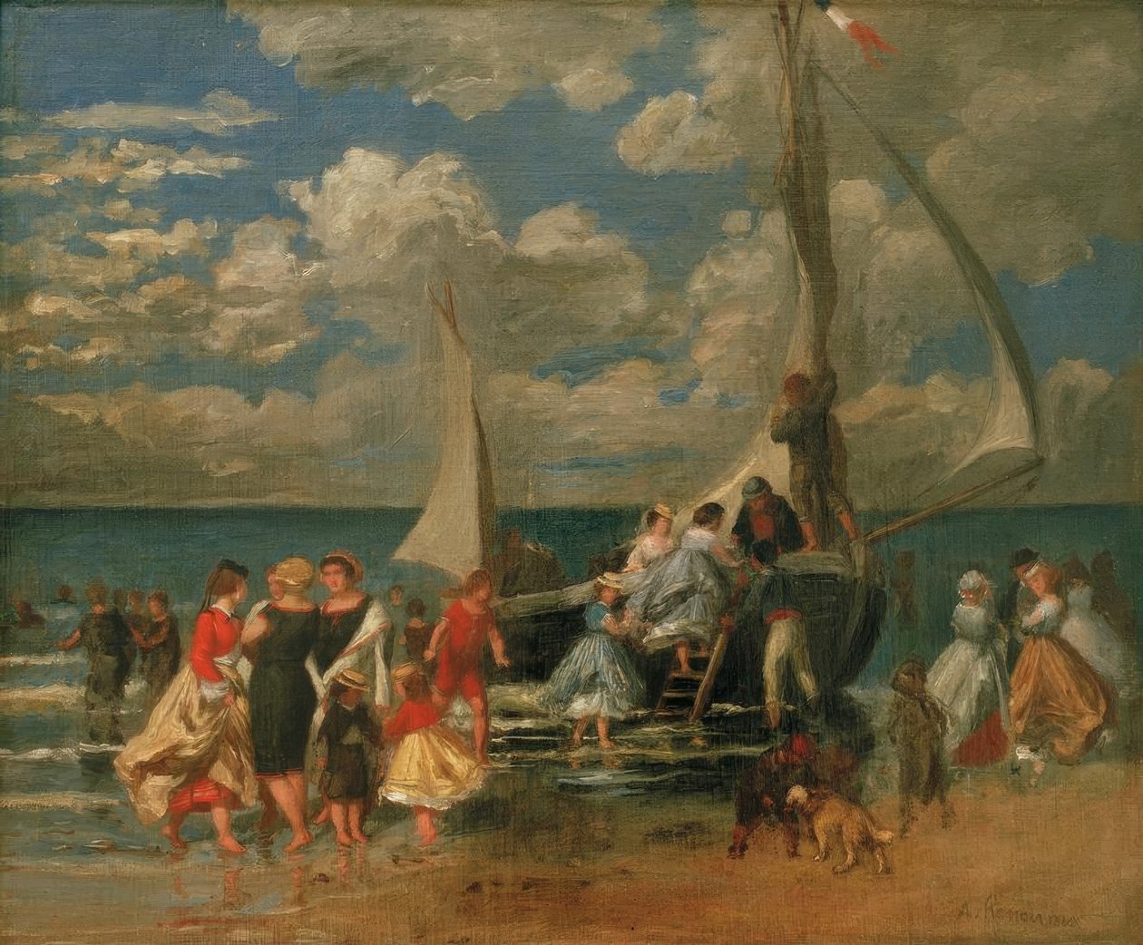 Reunião em torno de um barco de Pierre Auguste Renoir