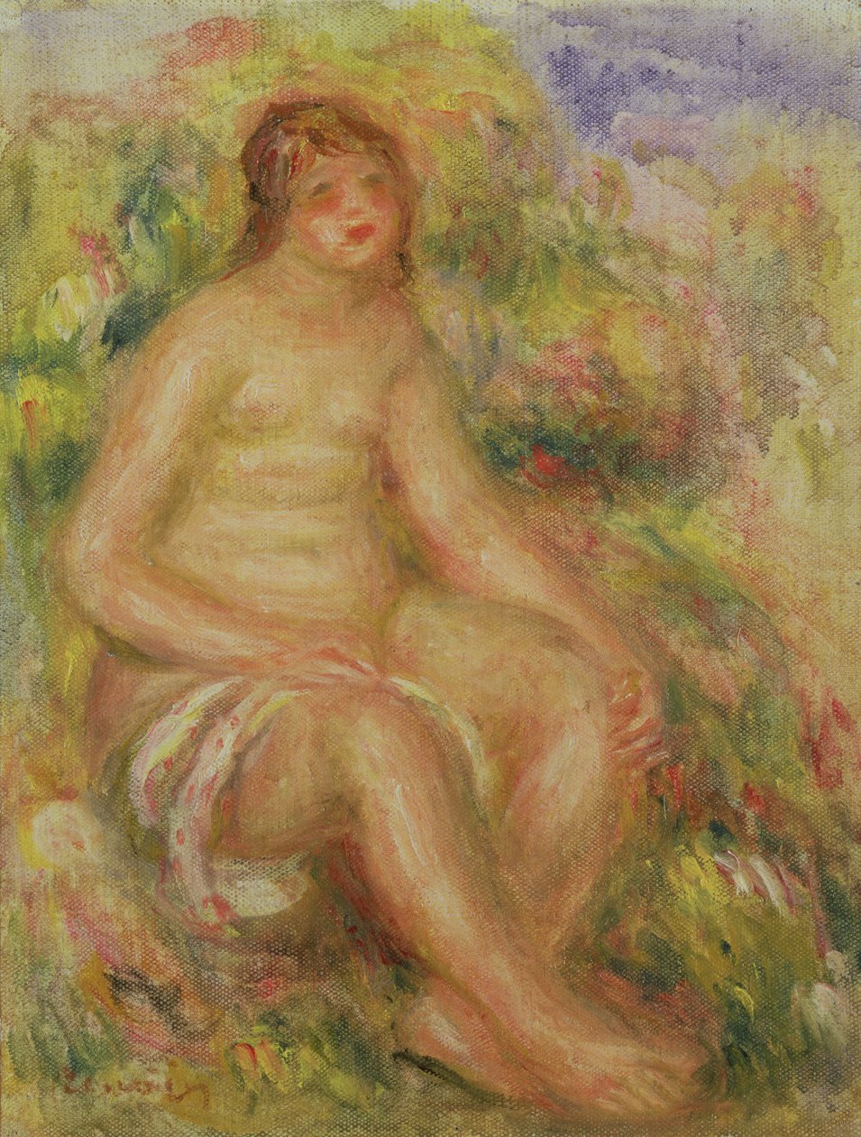 Sentado Nu em Paisagem de Pierre Auguste Renoir
