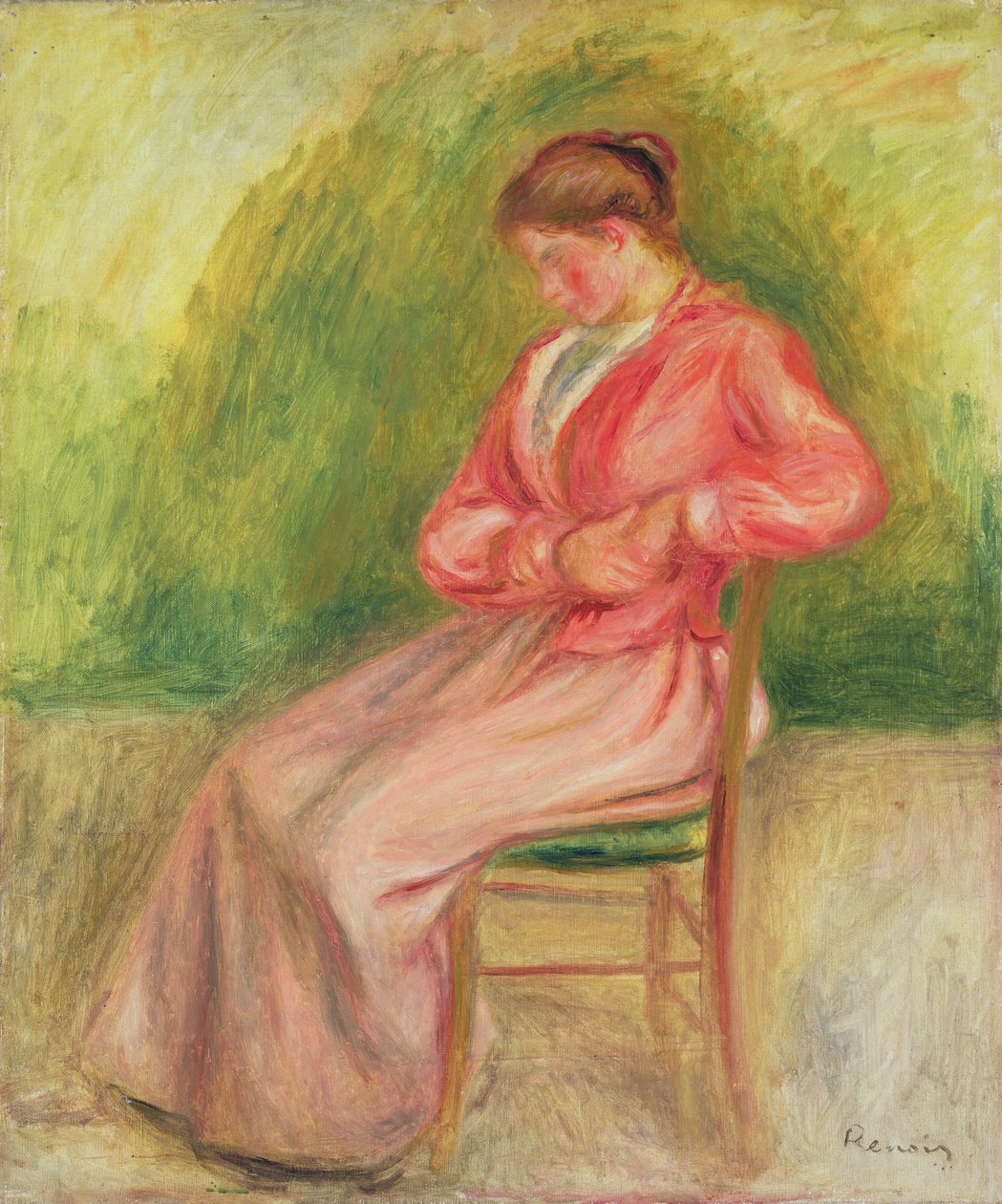 Mulher sentada (óleo sobre tela) de Pierre Auguste Renoir