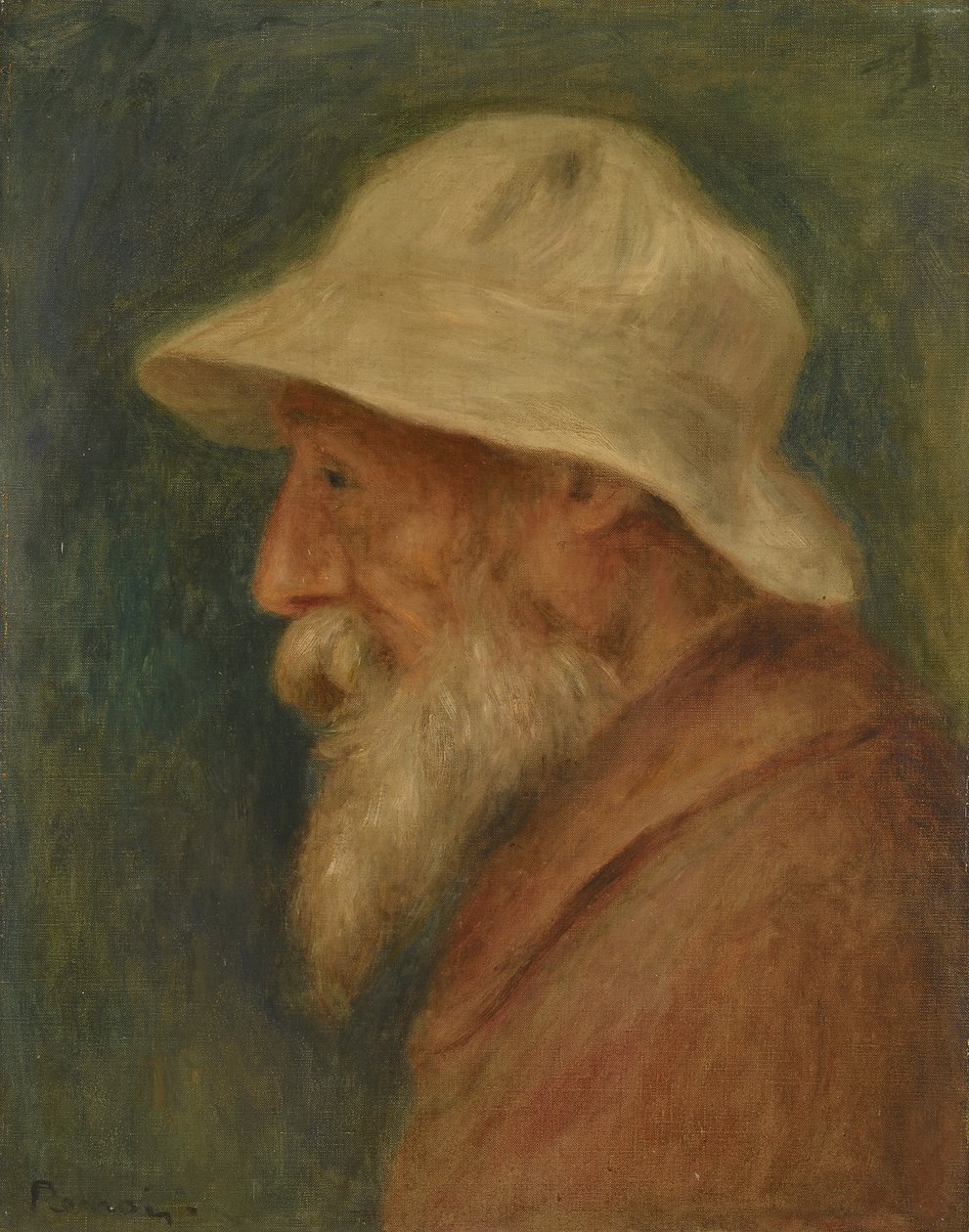 Auto-retrato com chapéu branco, 1910 de Pierre Auguste Renoir