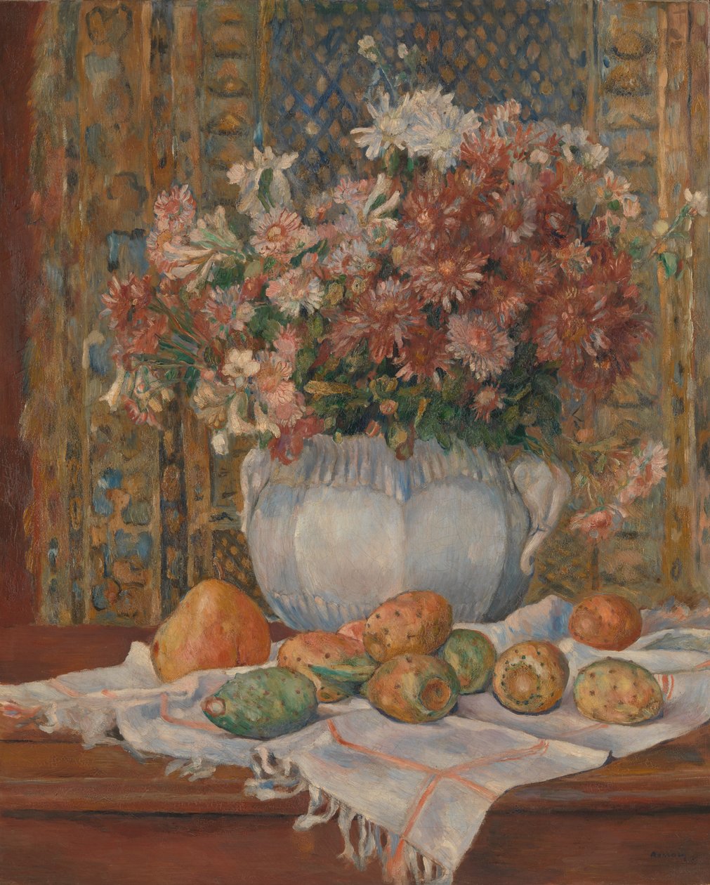 Natureza morta com flores e peras espinhosas, c.1885 (óleo sobre tela) de Pierre Auguste Renoir