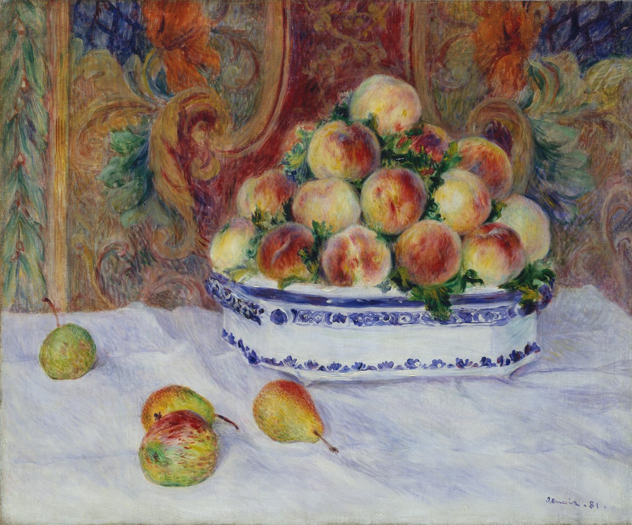 Ainda vida com pêssegos, 1881. de Pierre Auguste Renoir