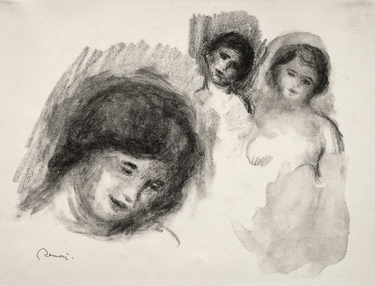 Pedra com três esboços de Pierre Auguste Renoir