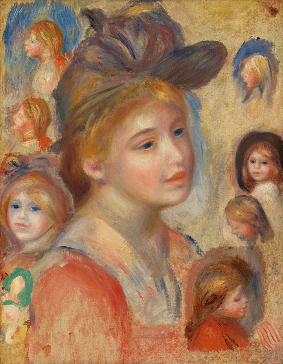 Estudo de cabeças de meninas de Pierre Auguste Renoir