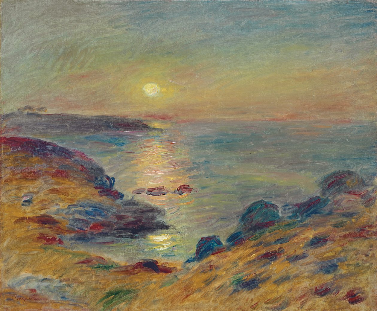 Pôr do sol em Douarnenez, c. 1883 de Pierre Auguste Renoir