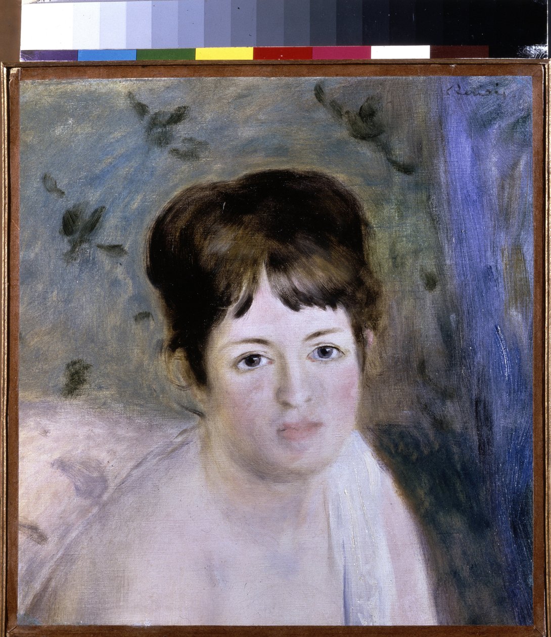 A cabeça da mulher. Pintura de Pierre Auguste Renoir (Pierre-Auguste Renoir de Pierre Auguste Renoir