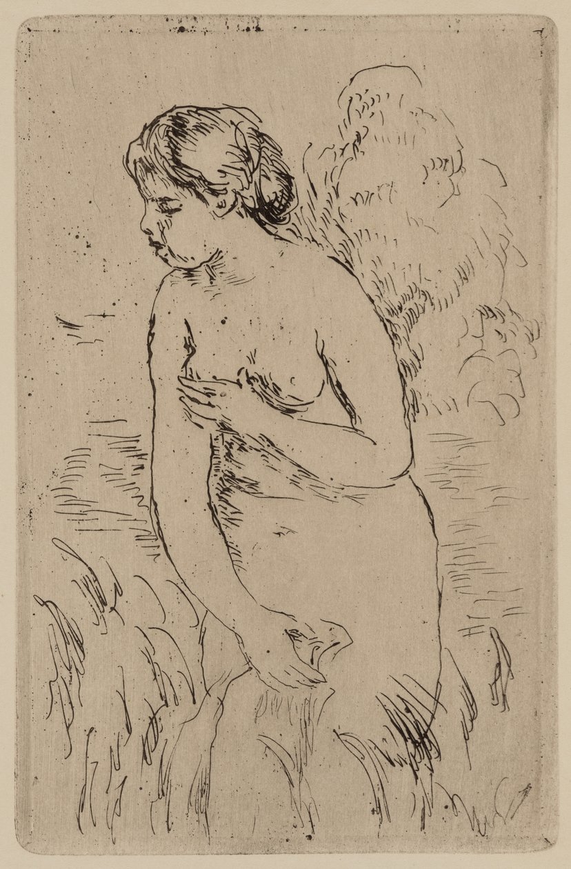 A Banhista, c.1890 (gravura a tinta sobre papel) de Pierre Auguste Renoir