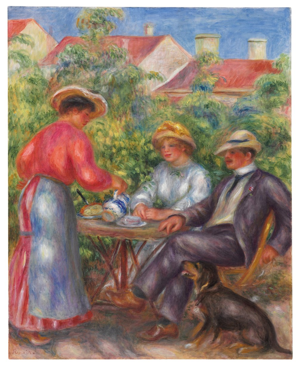 A xícara de chá ou o jardim, c.1906-07 de Pierre Auguste Renoir