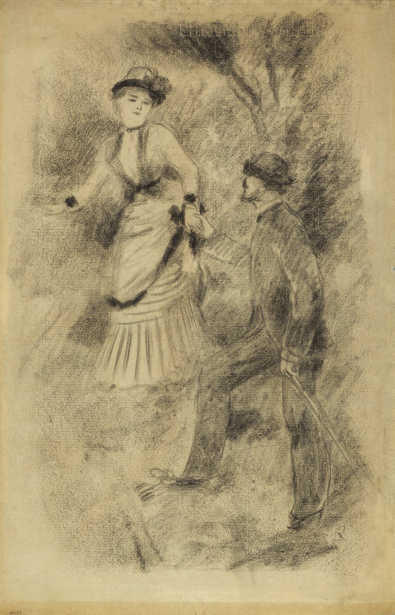 A Descida da Cúpula: Jean Martin Steadies Hélène, a Filha do Banqueiro, 1881 de Pierre Auguste Renoir