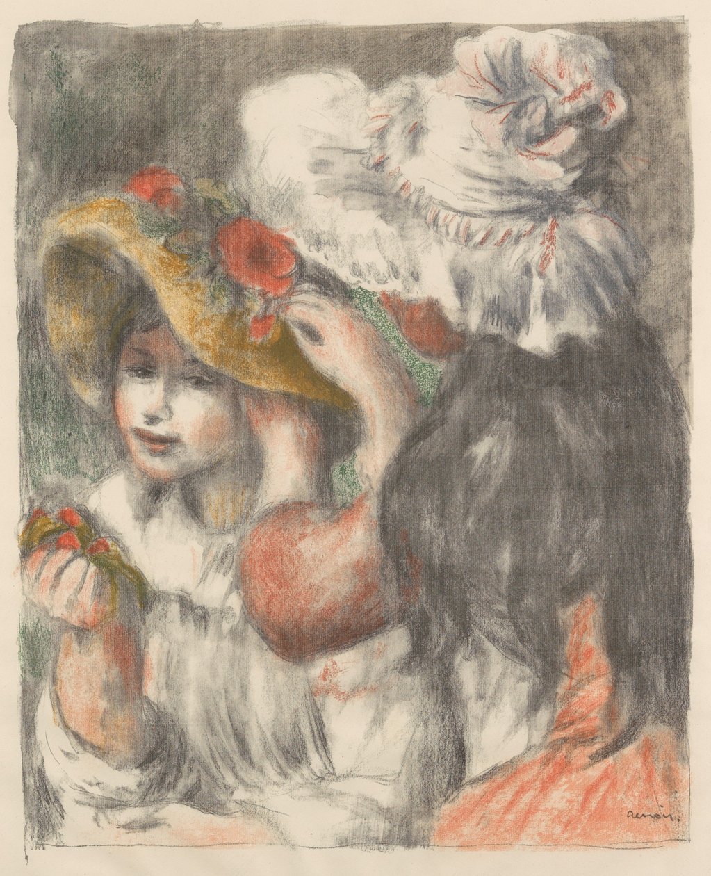 O Chapéu Alfinetado com Flores O Chapéu Alfinetado, 1898. de Pierre Auguste Renoir
