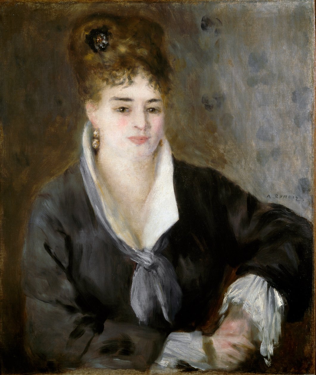 A senhora de preto. Pintura de Pierre Auguste Renoir (Pierre-Auguste de Pierre Auguste Renoir