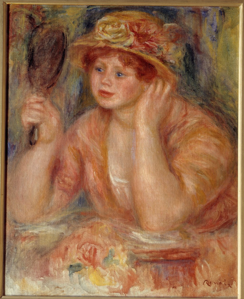 A mulher no espelho. Pintura de Pierre Auguste Renoir (1841-1919) de Pierre Auguste Renoir