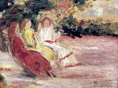 Três mulheres no parque de Pierre Auguste Renoir