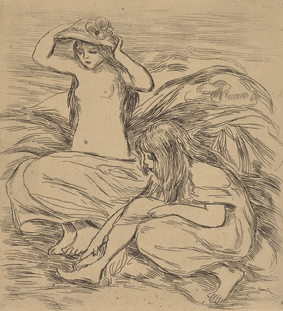 Dois banhistas Os dois banhistas, 1895. de Pierre Auguste Renoir