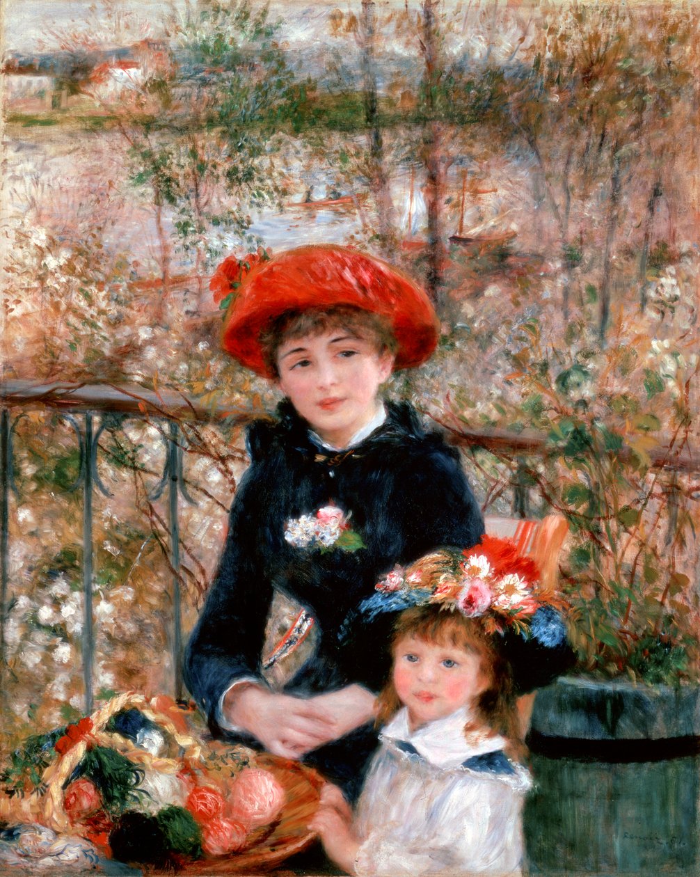 Duas irmãs no terraço, 1881. de Pierre Auguste Renoir