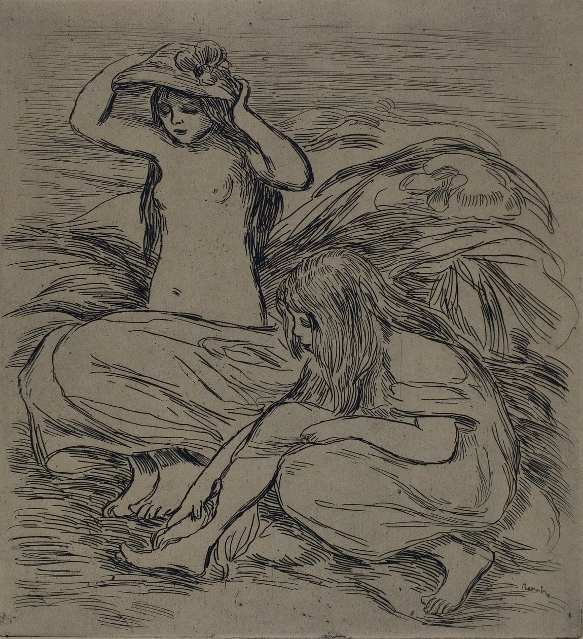 Duas mulheres tomando banho de Pierre Auguste Renoir