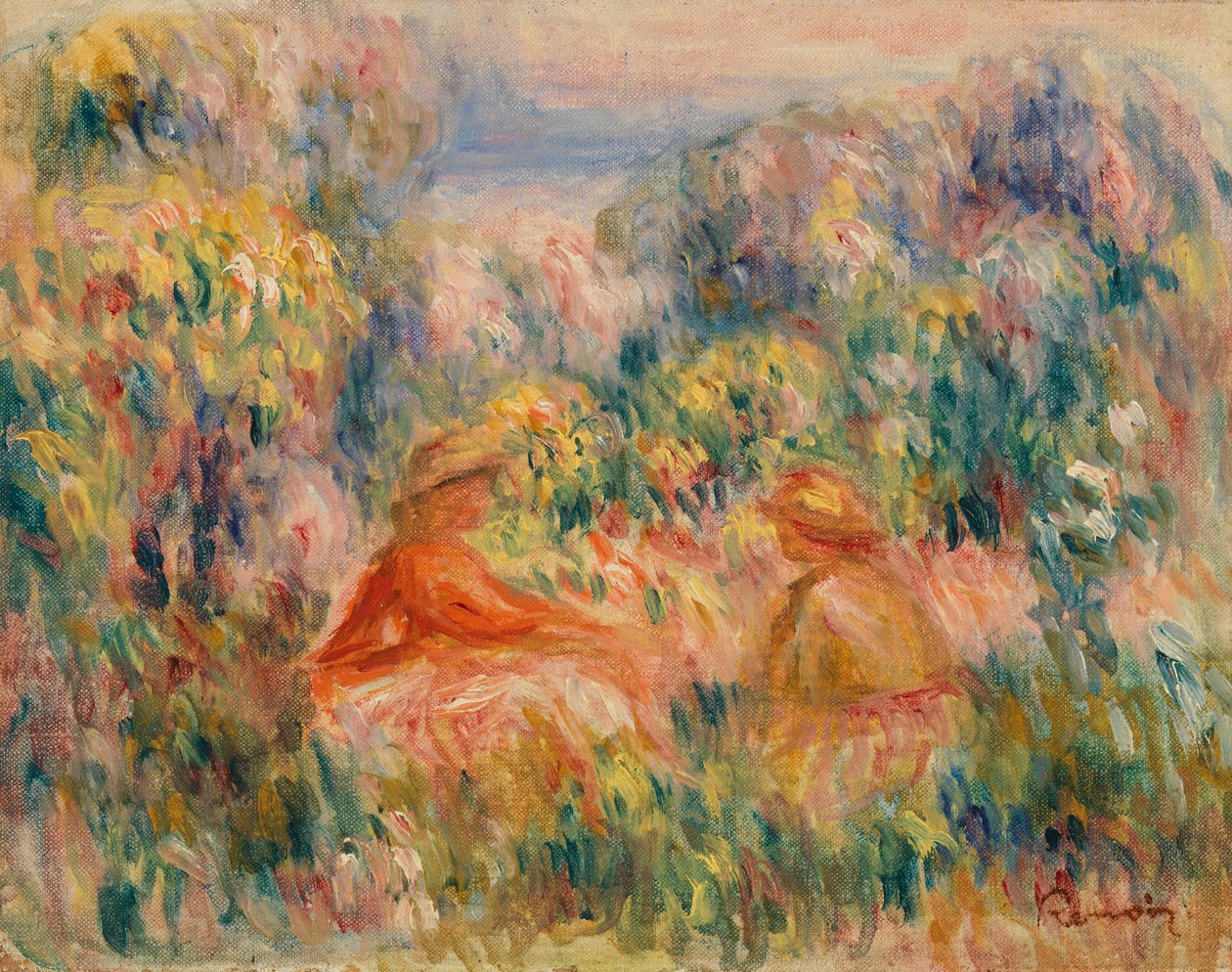 Duas mulheres em uma paisagem de Pierre Auguste Renoir