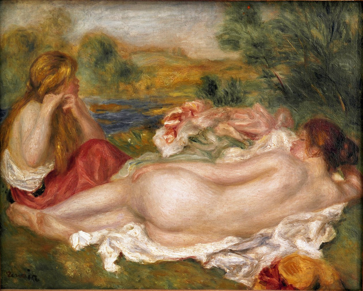 Dois banhistas. Pintura de Pierre Auguste Renoir (Pierre-Auguste de Pierre Auguste Renoir