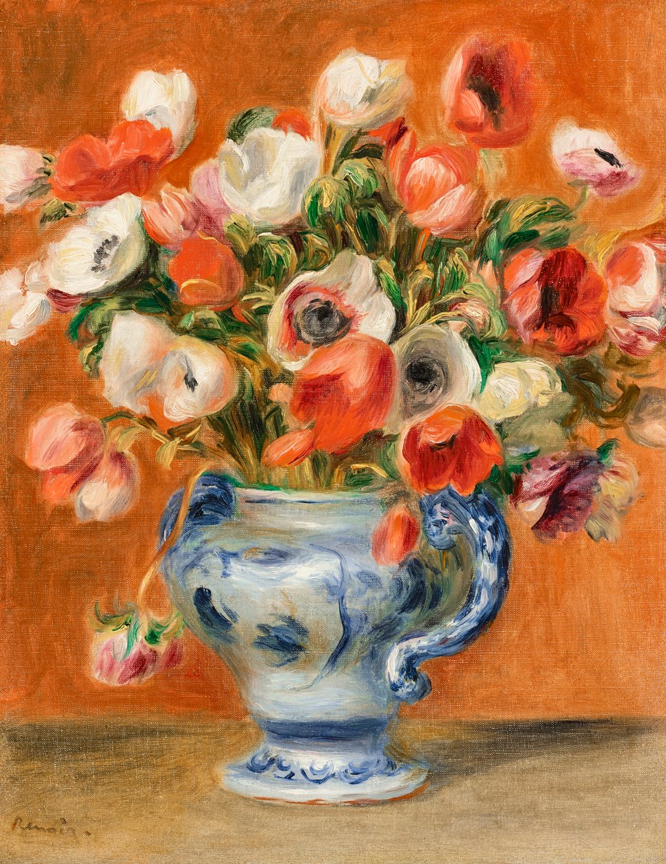 Vaso de anêmonas, 1890. de Pierre Auguste Renoir
