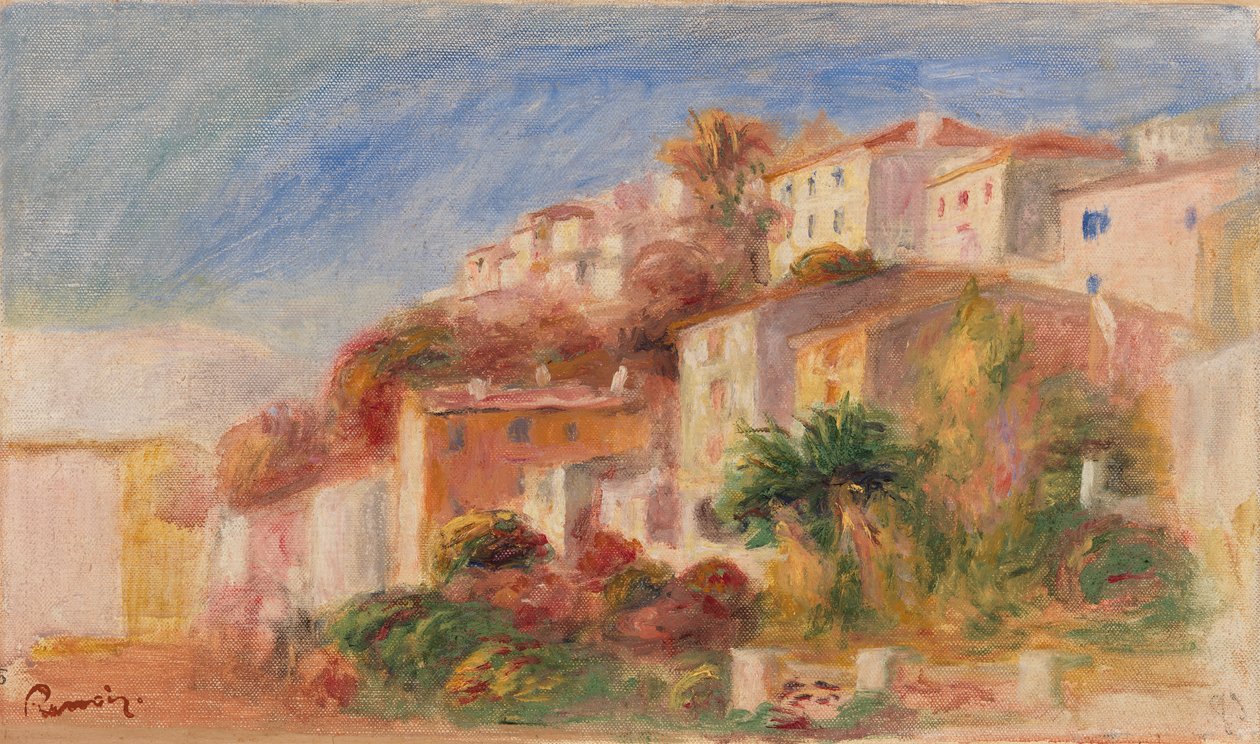 Vista do Jardim dos Correios, Cagnes (Village vu du jardin de la poste, Cagnes) de Pierre Auguste Renoir