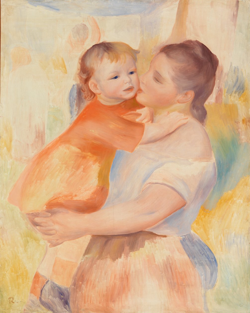 Máquina de lavar roupa e criança de Pierre Auguste Renoir