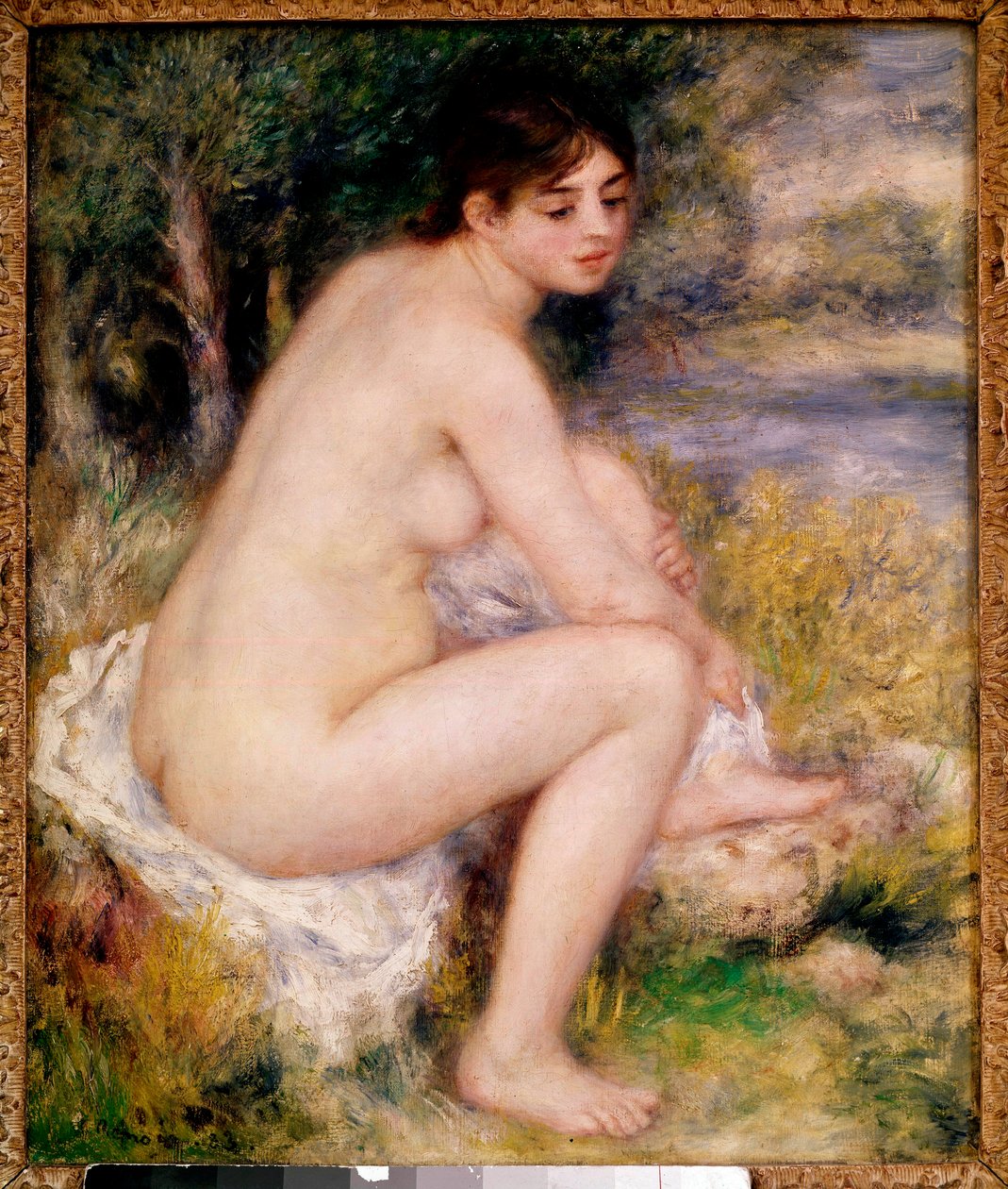Mulher Nua numa Pintura de Paisagem de Pierre Auguste Renoir (1841-1919) 1883 Paris, Musee d