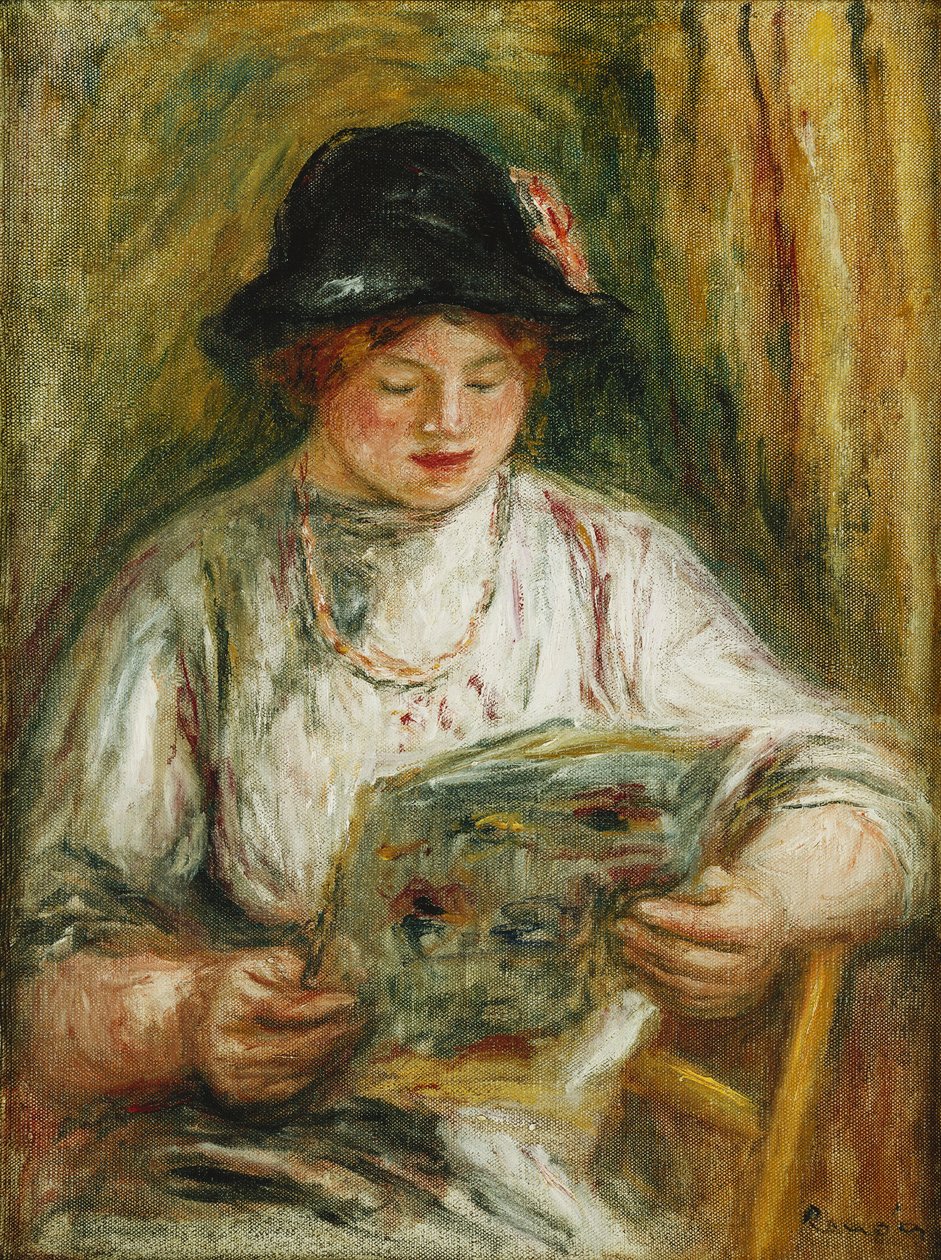 Leitura de mulher; Mulher lendo, C. 1910-12 de Pierre Auguste Renoir